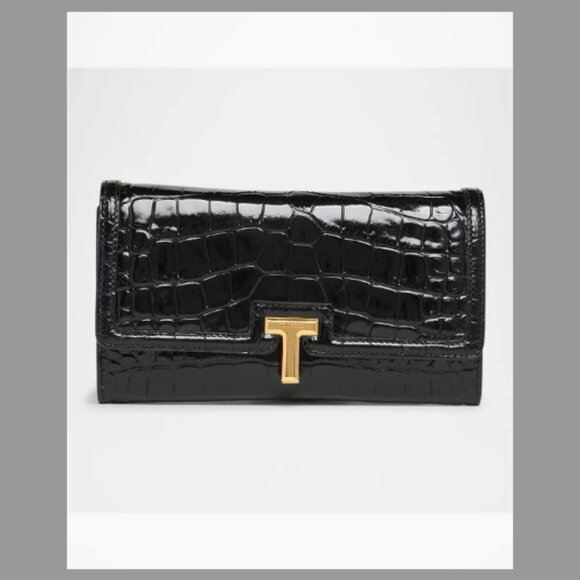 TOM FORD NWT Wallis Flap Wallet in Shiny Croc-Embossed Leather (Orig$1600) w/tax - Picture 1 of 8